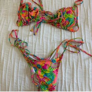 Vibrant Tropical Bikini Set white fox